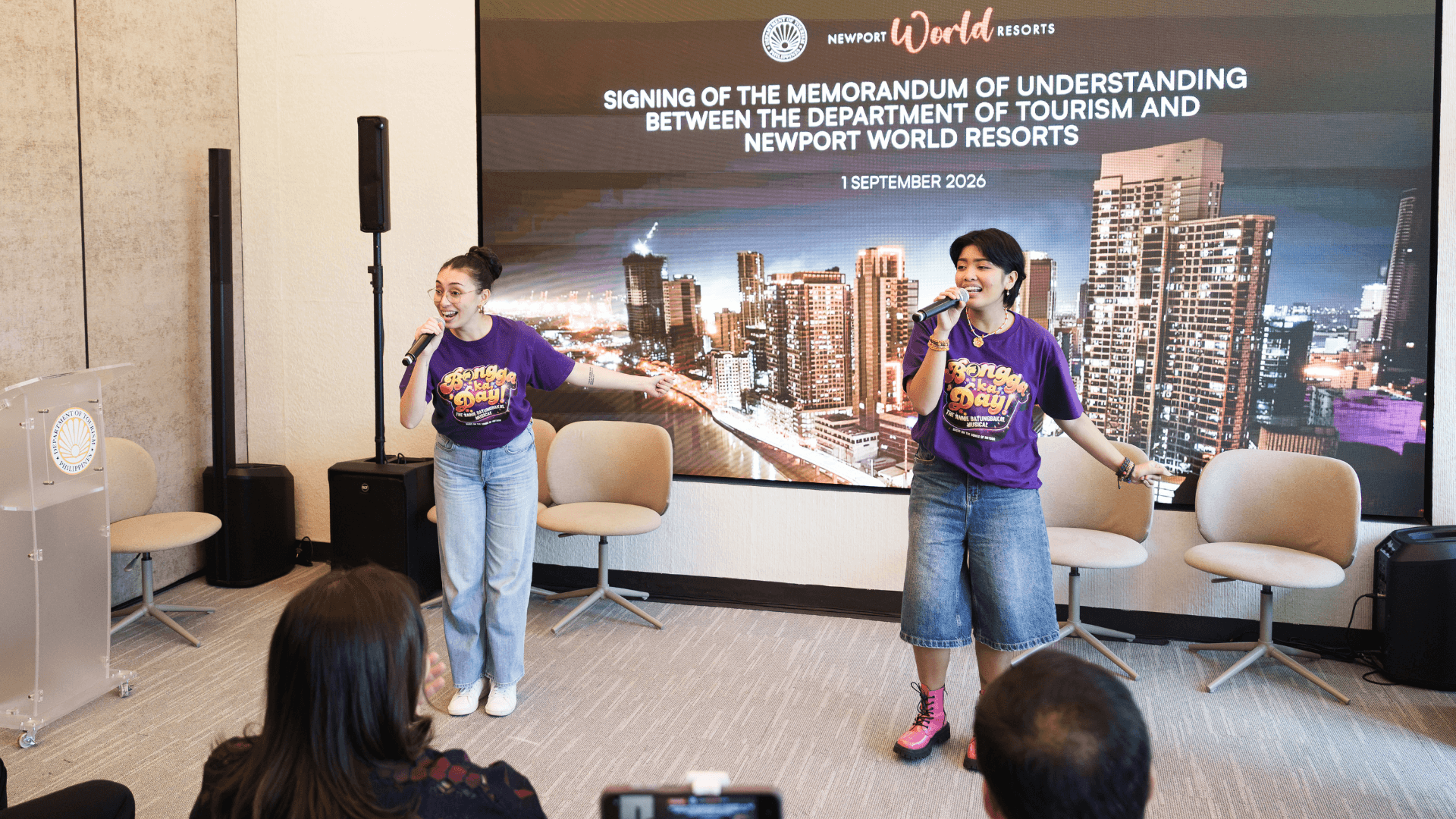 Bongga Ka, ’Day!: The Annie Batungbakal Musical cast members Andrea Babierra and Yani Lopez performed during the ceremony, offering guests a glimpse of the production ahead of its opening.