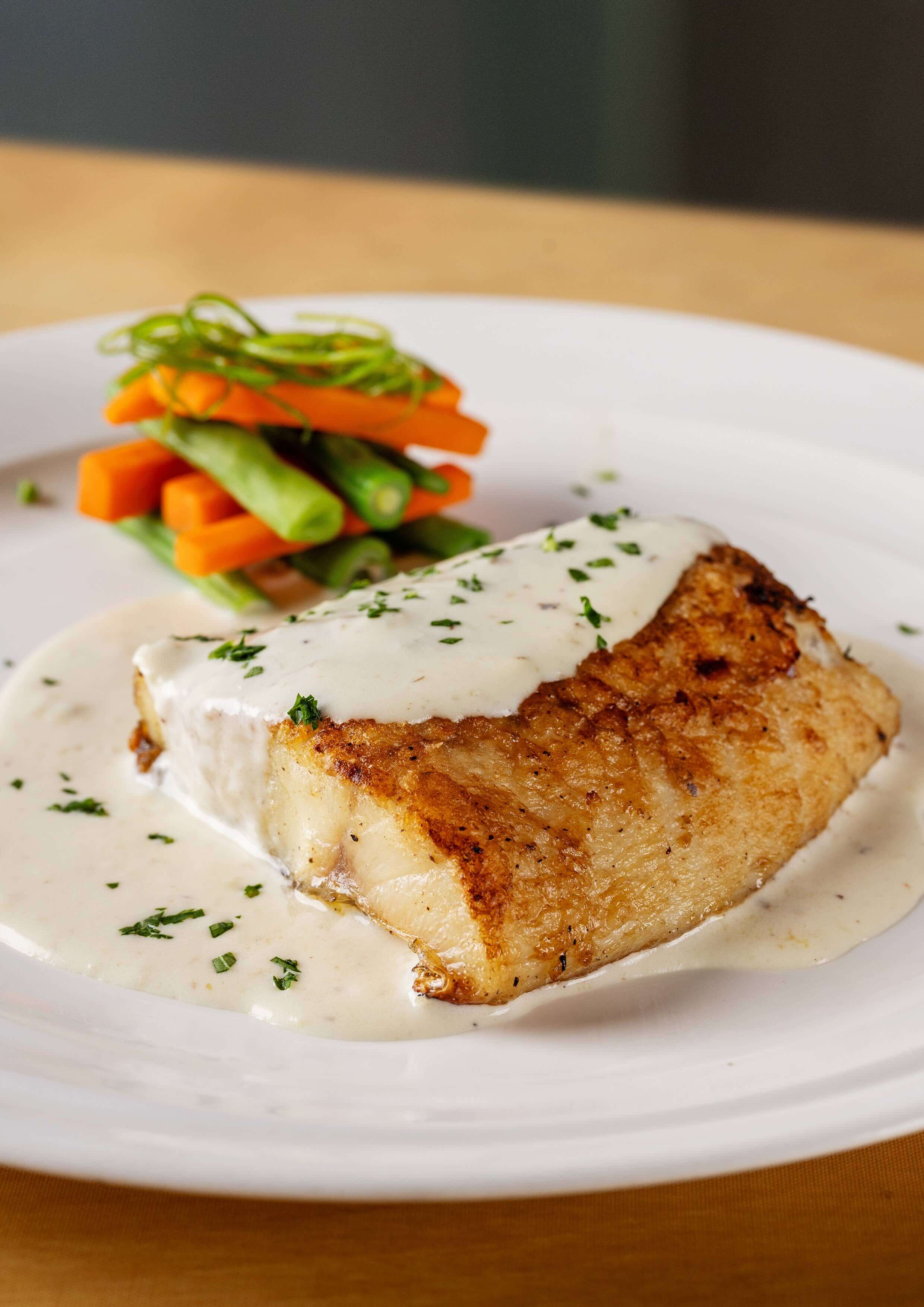 Pan-Fried Barramundi in Creamy Garlic Sauce at Greatroom, Holiday Inn Express Manila Newport World Resorts