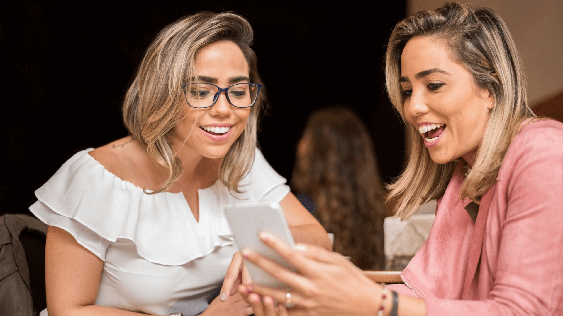 Two women laughing