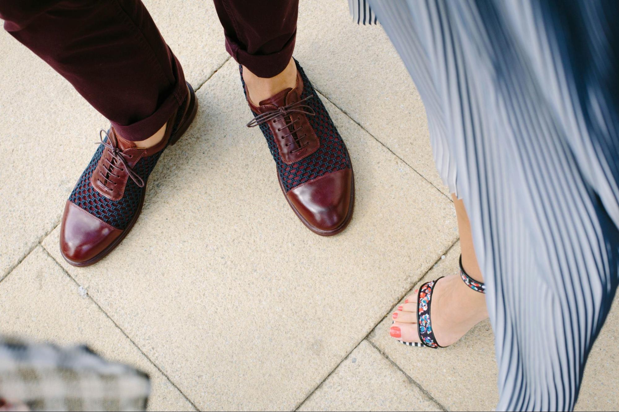 Men and women’s footwear on a date