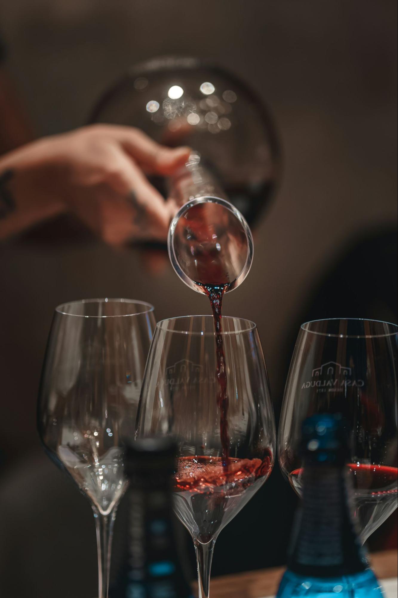 Cabernet Sauvignon poured in a glass