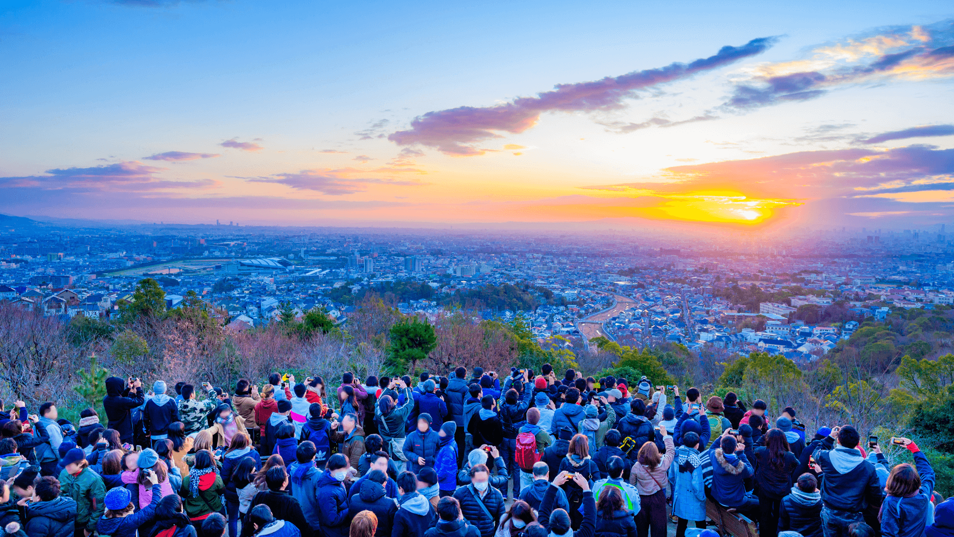 People watching sunrise