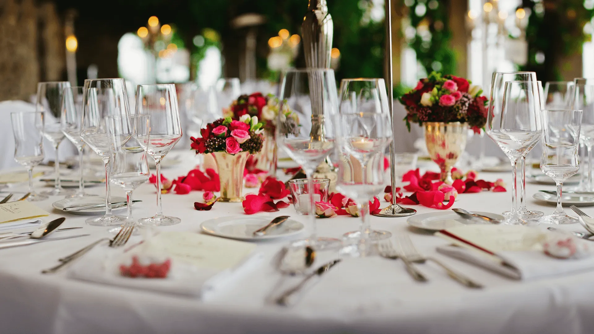 Plated wedding table setup